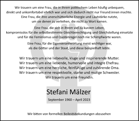 Traueranzeige von Stefani Mälzer von Rheinische Post