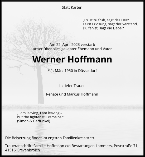 Traueranzeige von Werner Hoffmann von Rheinische Post