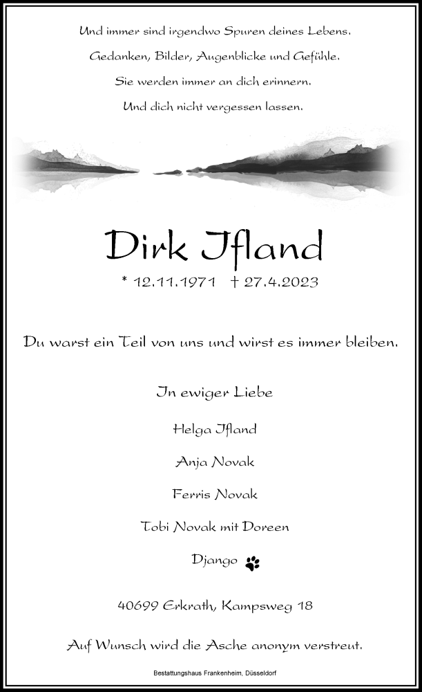  Traueranzeige für Dirk Ifland vom 13.05.2023 aus Rheinische Post