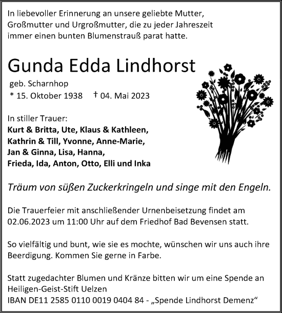 Traueranzeige von Gunda Edda Lindhorst von Rheinische Post