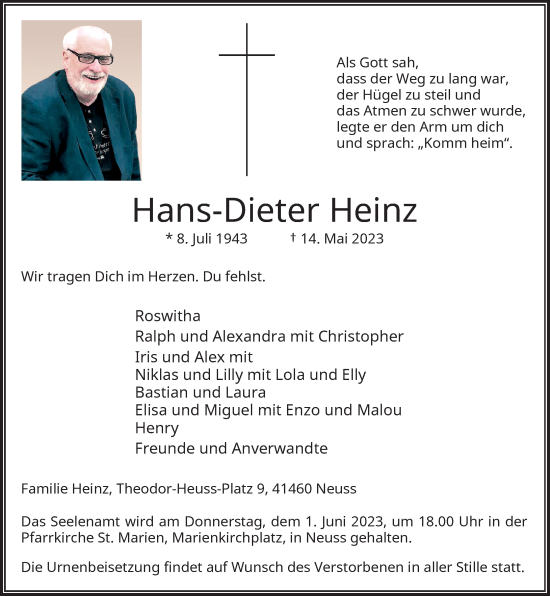 Traueranzeige von Hans-Dieter Heinz von Rheinische Post