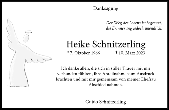 Traueranzeige von Heike Schnitzerling von Rheinische Post