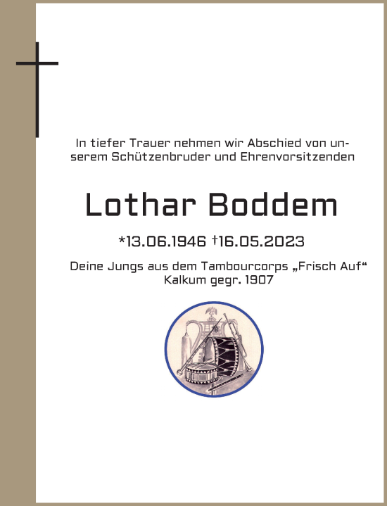 Traueranzeige von Lothar Boddem von Rheinische Post