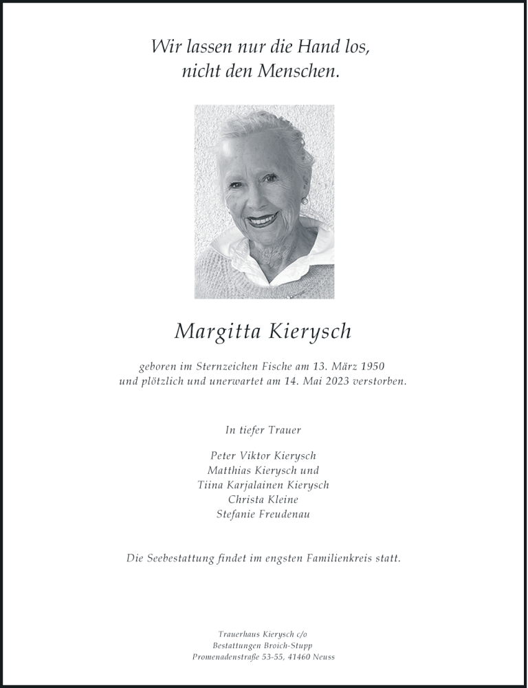  Traueranzeige für Margitta Kierysch vom 20.05.2023 aus Rheinische Post