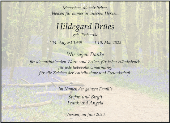 Traueranzeige von Hildegard Brües von Rheinische Post