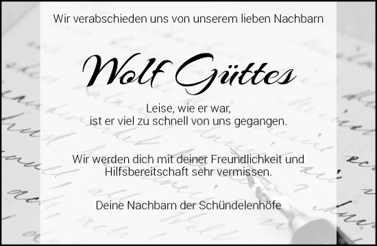 Traueranzeige von Wolf Güttes von Rheinische Post