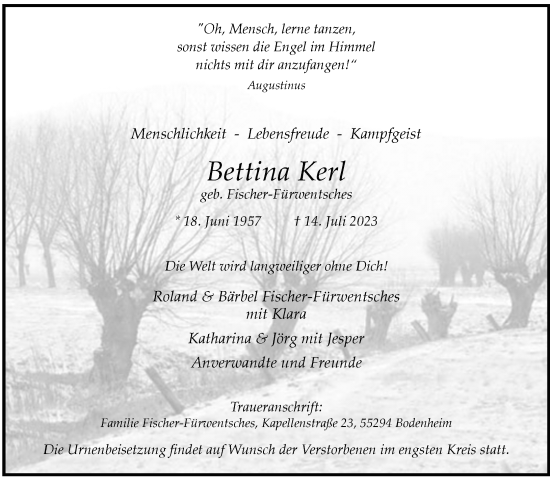 Traueranzeige von Bettina Kerl von Rheinische Post