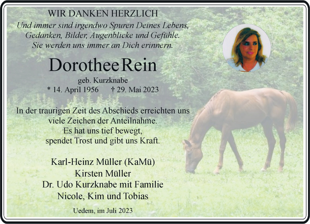  Traueranzeige für Dorothee Rein vom 15.07.2023 aus Rheinische Post