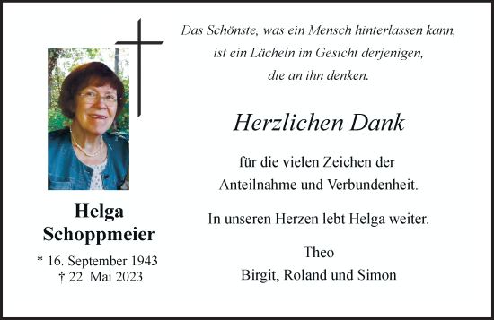 Traueranzeige von Helga Schoppmeier von Rheinische Post