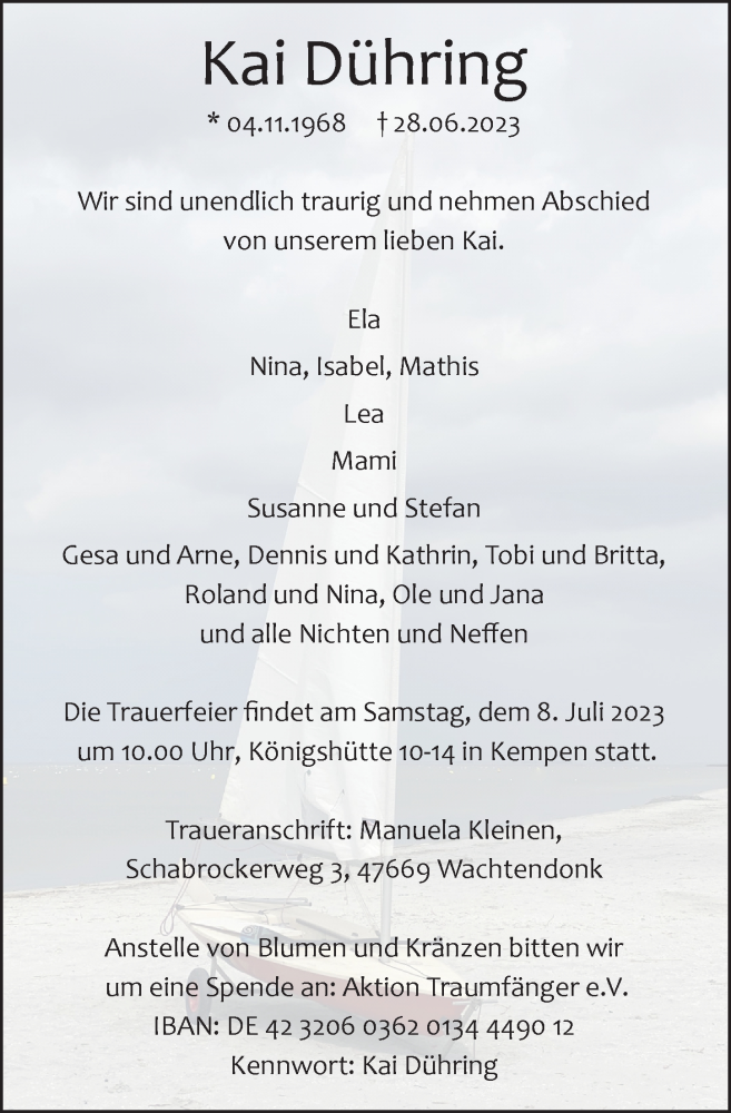  Traueranzeige für Kai Dühring vom 01.07.2023 aus Rheinische Post