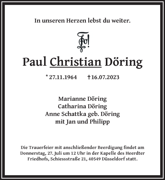 Traueranzeige von Paul Christian Döring von Rheinische Post