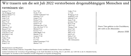 Traueranzeige von Totentafel vom 15.07.2023 von Rheinische Post