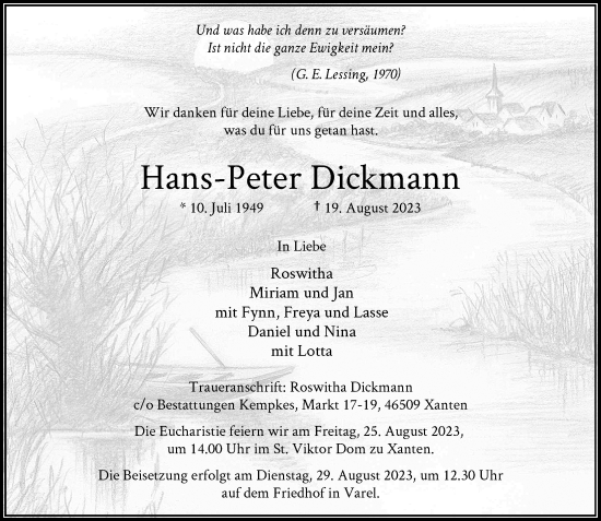 Traueranzeige von Hans-Peter Dickmann von Rheinische Post