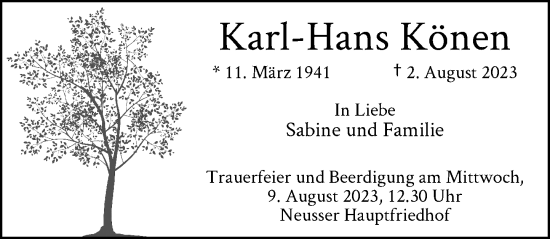 Traueranzeige von Karl-Hans Könen von Rheinische Post