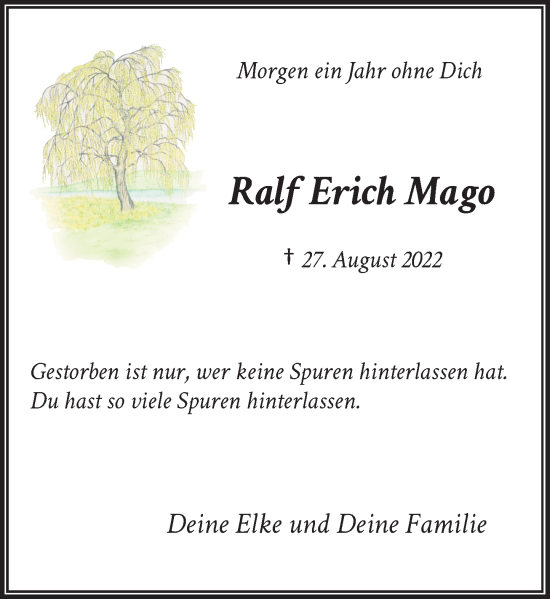 Traueranzeige von Ralf Erich Mago von Rheinische Post