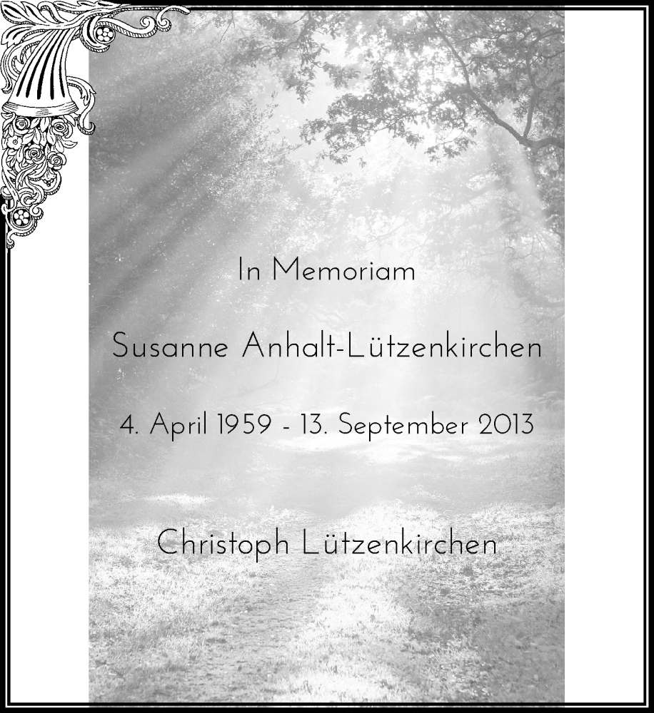  Traueranzeige für Susanne Anhalt-Lützenkirchen vom 13.09.2023 aus Rheinische Post