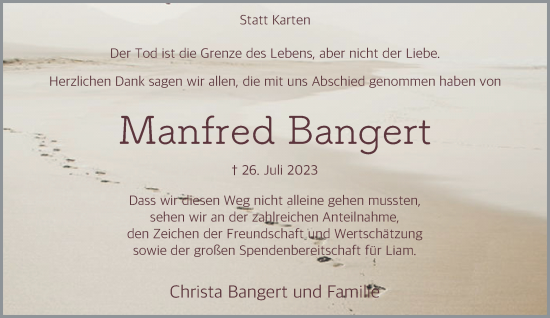 Traueranzeige von Manfred Bangert von Rheinische Post