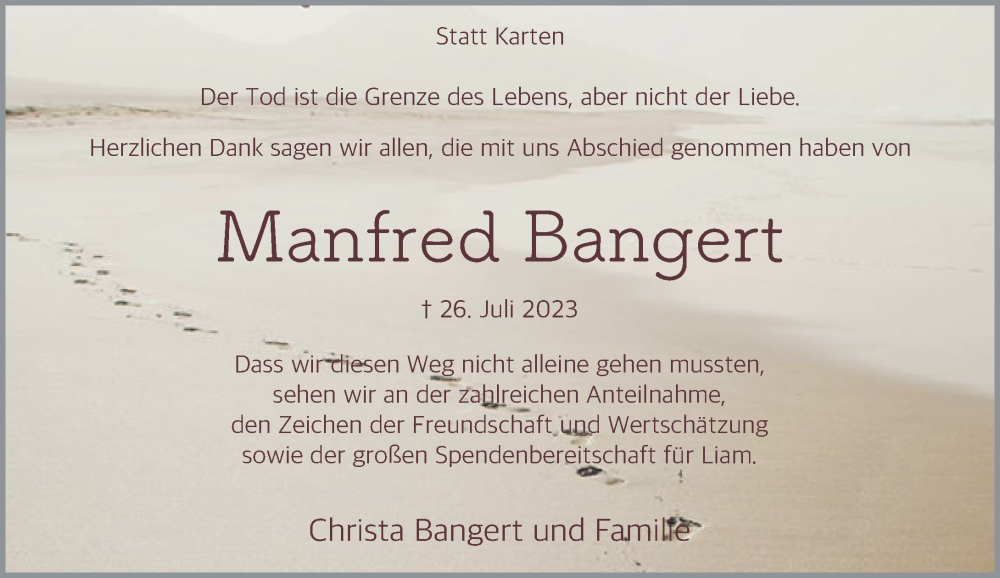  Traueranzeige für Manfred Bangert vom 16.09.2023 aus Rheinische Post