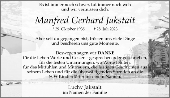 Traueranzeige von Manfred Gerhard Jakstait von Rheinische Post