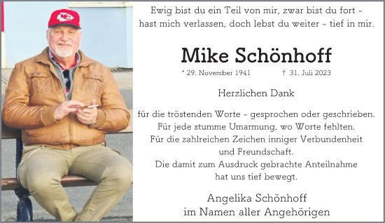 Traueranzeige von Mike Schönhoff von Rheinische Post