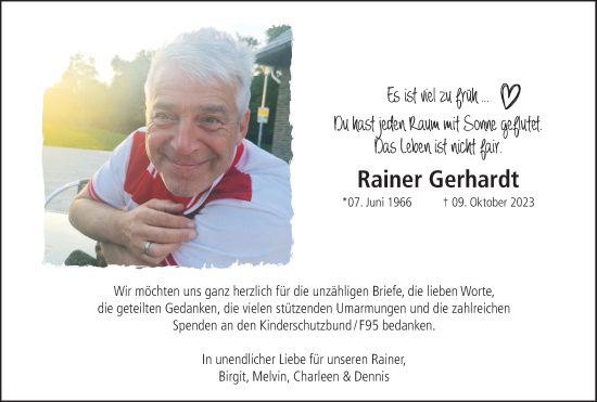 Traueranzeige von Rainer Gerhardt von Rheinische Post