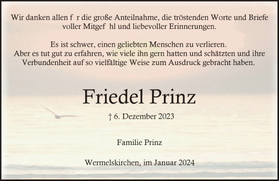 Traueranzeige von Friedel Prinz von Rheinische Post