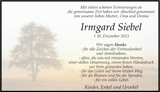Traueranzeige von Irmgard Siebel von Rheinische Post
