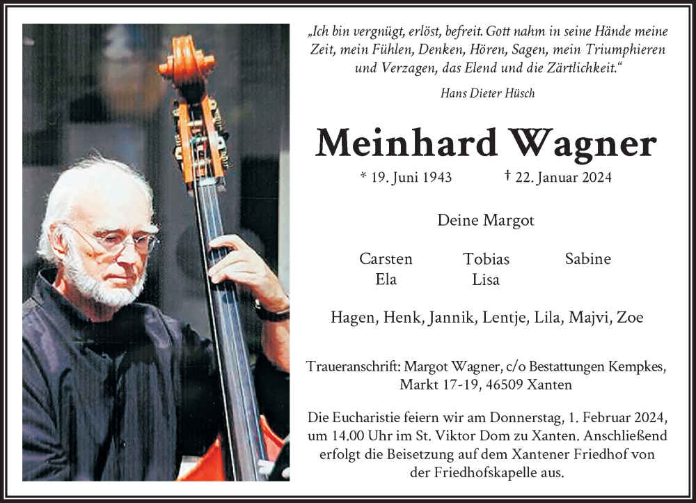  Traueranzeige für Meinhard Wagner vom 27.01.2024 aus Rheinische Post
