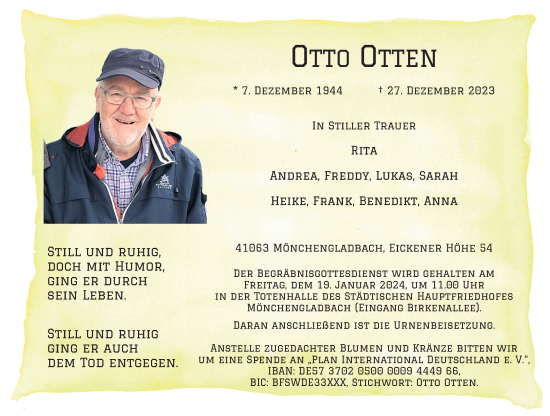 Traueranzeige von Otto Otten von Rheinische Post