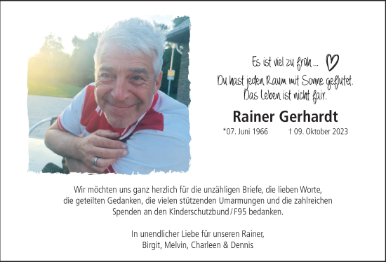 Traueranzeige von Rainer Gerhardt von Rheinische Post