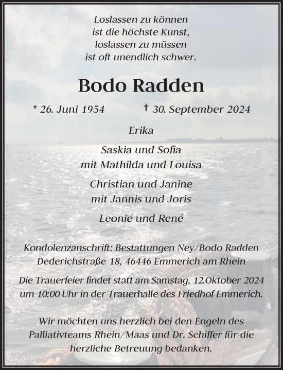 Traueranzeige von Bodo Radden von Rheinische Post