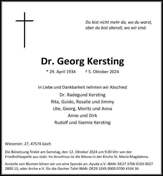 Traueranzeige von Georg Kersting von Rheinische Post