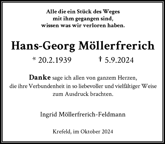 Traueranzeige von Hans-Georg Möllerfrerich von Rheinische Post