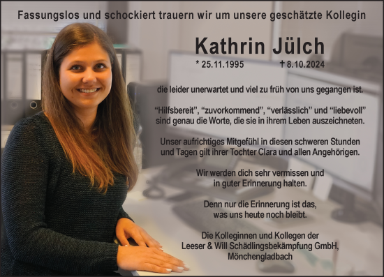 Traueranzeige von Kathrin Jülch von Rheinische Post