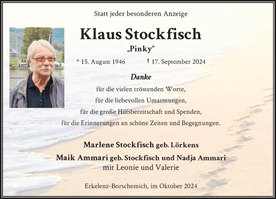 Traueranzeige von Klaus Stockfisch von Rheinische Post