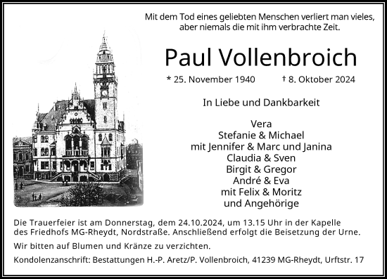 Traueranzeige von Paul Vollenbroich von Rheinische Post