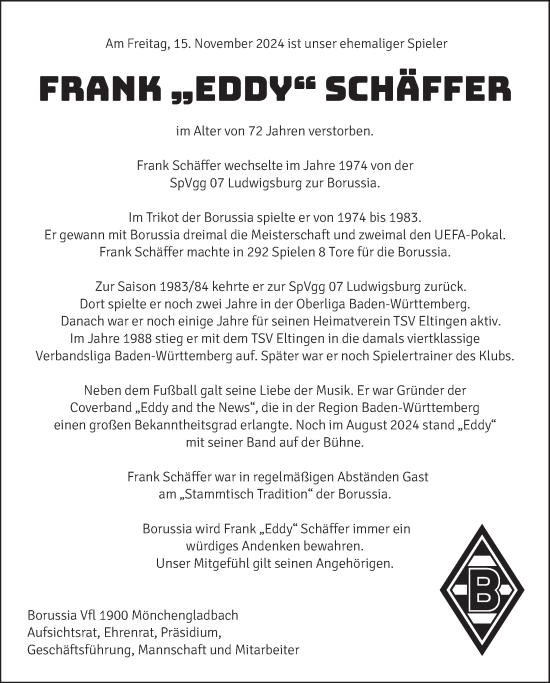 Traueranzeige von Frank Schäffer von Rheinische Post