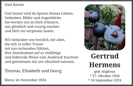 Traueranzeige von Gertrud Hermens von Rheinische Post