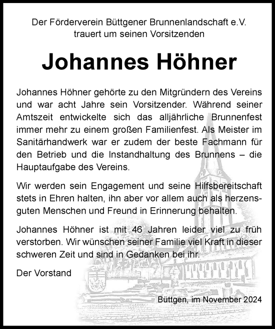 Traueranzeige von Johannes Höhner von Rheinische Post