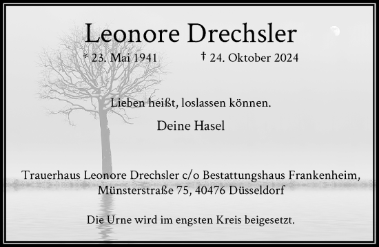 Traueranzeige von Leonore Drechsler von Rheinische Post