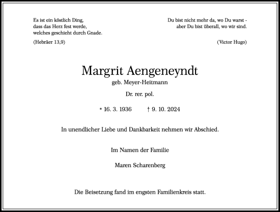 Traueranzeige von Margrit Aengeneyndt von Rheinische Post