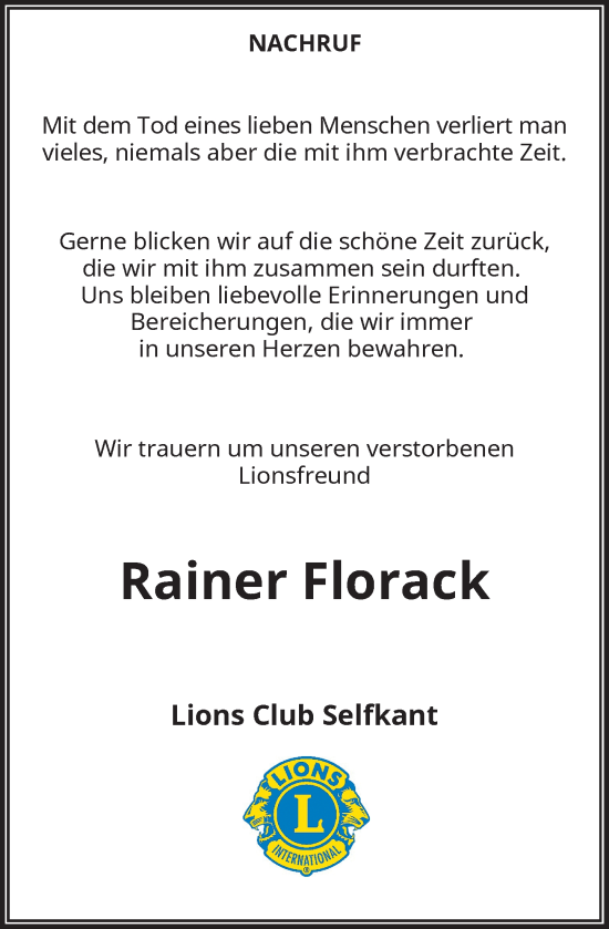 Traueranzeige von Rainer Florack von Rheinische Post