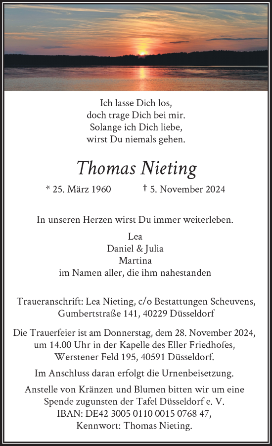 Traueranzeige von Thomas Nieting von Rheinische Post