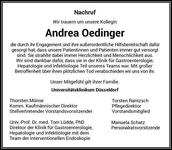 Traueranzeige von Andrea Oedinger von Rheinische Post