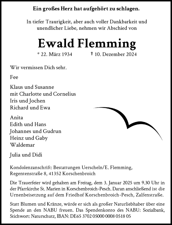 Traueranzeige von Ewald Flemming von Rheinische Post