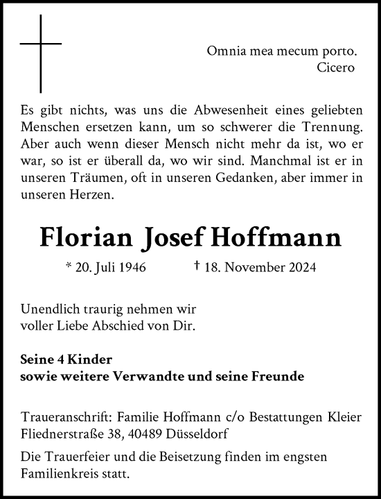 Traueranzeige von Florian Josef Hoffmann von Rheinische Post