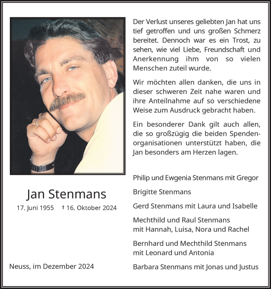 Traueranzeige von Jan Stenmans von Rheinische Post