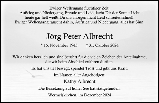 Traueranzeige von Jörg Peter Albrecht von Rheinische Post