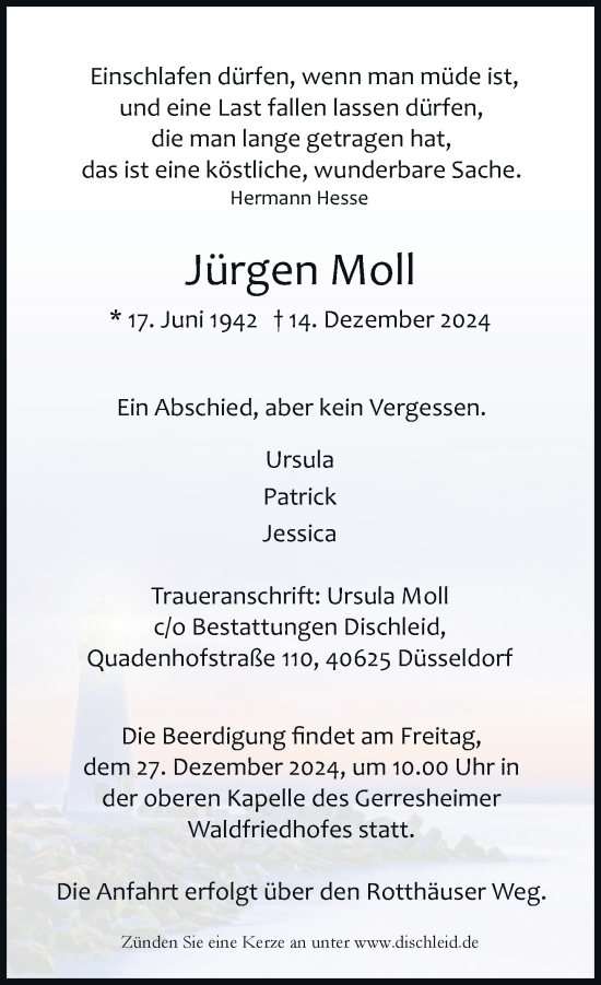 Traueranzeige von Jürgen Moll von Rheinische Post