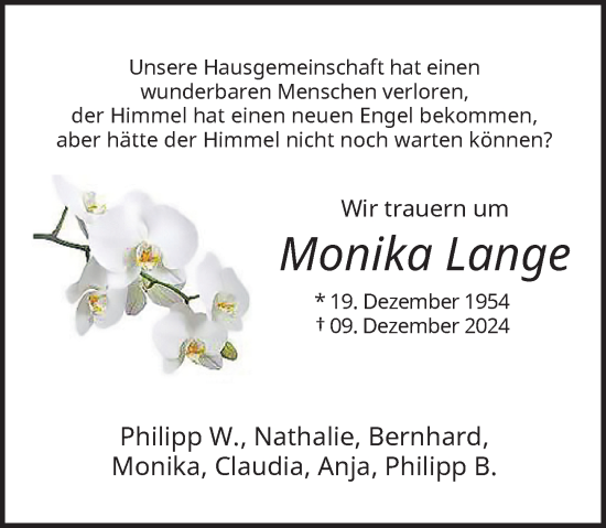 Traueranzeige von Monika Lange von Rheinische Post